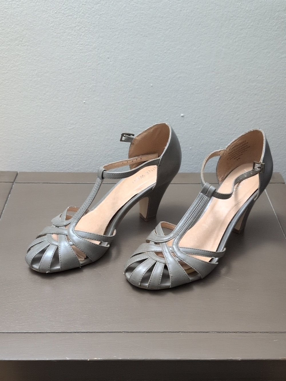 Classic T-Strap Women's Heels in Silver